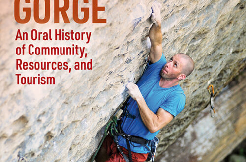 Rock Climbing in Kentucky's Red River Gorge cover, image of a male climber on the cliff face in the gorge