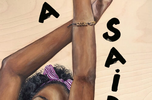 painting of a black girl laying on a light wood-grain floor with her arms overhead; text reads Mama Said: Stories by Kristen Gentry