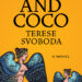 two illustrated harpies with blue wings set against an orange background with a city skyline in the distant background; text reads Roxy and Coco: A Novel, Terese Svoboda