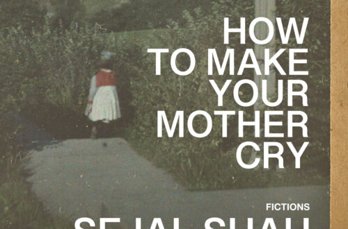 photograph of Cobb's Hill, or Pinnacle Hill, by Charles C. Zoller: a child dressed in red and white appears in foreground, along with an architectural column, surrounded by shrubs; in the distance a white house sits on a hill with a path leading up to it; text reads How to Make Your Mother Cry: Fictions, Sejal Shah